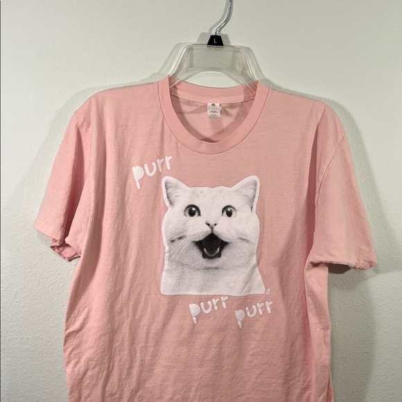 Tultex Pink Cat Graphic Tee women’s size large all cotton - Picture 8 of 9